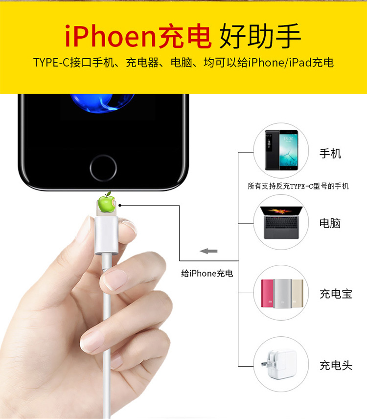 宏浩達iphone8/8plus/x蘋果快充數(shù)據(jù)線USB-C轉(zhuǎn)lightning